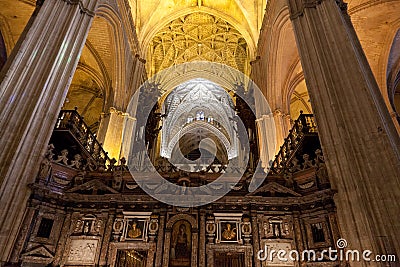 Interior of Cathedral of Seville Editorial Stock Photo