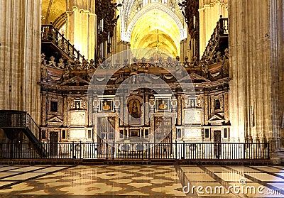 Interior Cathedral of Seville -- Cathedral of Saint Mary of the See, Andalusia, Spain Editorial Stock Photo