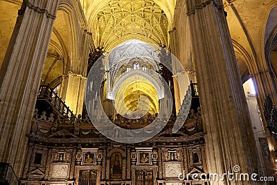 Interior Cathedral of Seville -- Cathedral of Saint Mary of the See, Andalusia, Spain Editorial Stock Photo