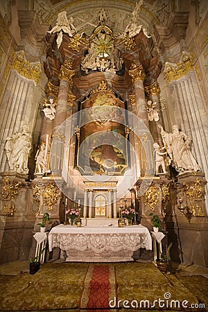 Interior of a catholic church Stock Photo