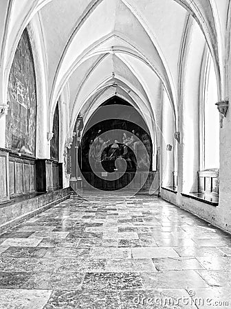Interior catholic monastery. Editorial Stock Photo