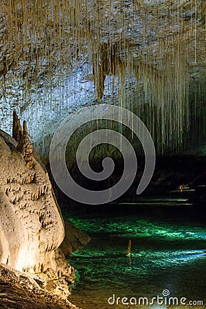 Fantastic and colored cave in France Stock Photo