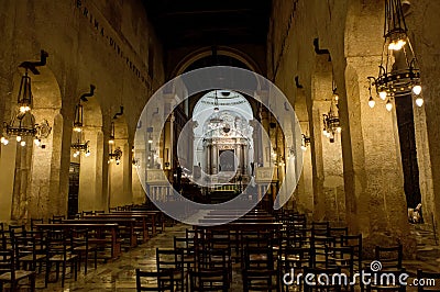 Interior Cathedral Duomo Siracusa Cattedrale metropolitana della NativitÃ  di Maria Santissima, Syracuse, Sicly, Italy Stock Photo