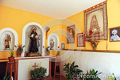 Interior of chapel of San Antonio de Padua in Benamahoma, Cadiz province, Spain Editorial Stock Photo