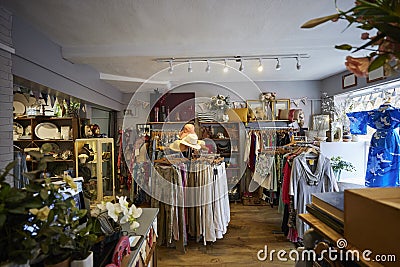 Interior Of Charity Shop Or Thrift Store Selling Used And Sustainable Clothing And Household Goods Editorial Stock Photo