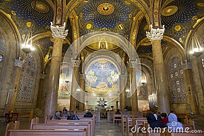 The interior of the Church of All Nations in Jerusalem Editorial Stock Photo