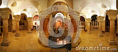 Interior of Church of Dormition in Jerusalem. Stock Photo