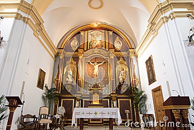 Interior of a church in Frigiliana, a small white village in the mountains of Malaga, Editorial Stock Photo