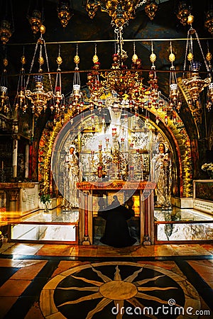 Interior of the Church of the Holy Sepulchre Editorial Stock Photo