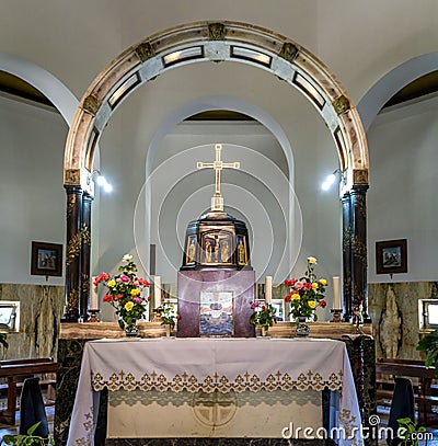 Interior of the Church of Mount of Beatitudes in Israel Editorial Stock Photo
