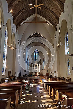 The interior of a church n the country. AI generated Stock Photo