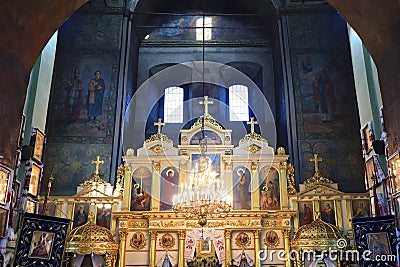 Interior of Church of Nicholas Naberezhny on Podil in Kyiv, Ukraine Editorial Stock Photo