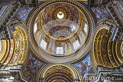 The interior of the church of Saint Agnese in Agone. Piazza Navona, Rome Editorial Stock Photo