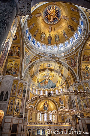 Interior of the Church of Saint Sava, Serbian Orthodox church in Belgrade, Serbia Editorial Stock Photo