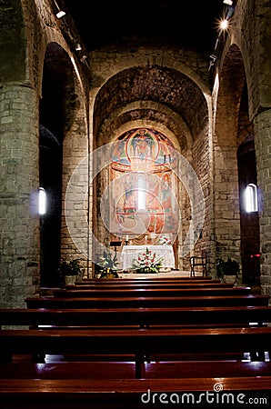 Interior church of Santa Maria de Taull, Catalonia, Spain Editorial Stock Photo