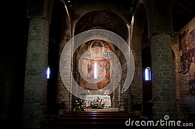 Interior church of Santa Maria de Taull, Catalonia, Spain Editorial Stock Photo