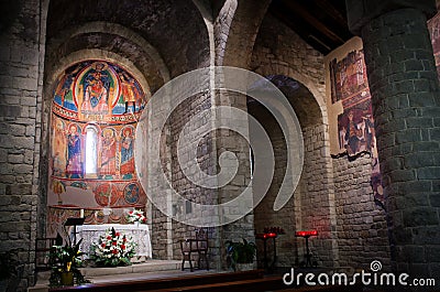 Interior church of Santa Maria de Taull, Catalonia, Spain Editorial Stock Photo