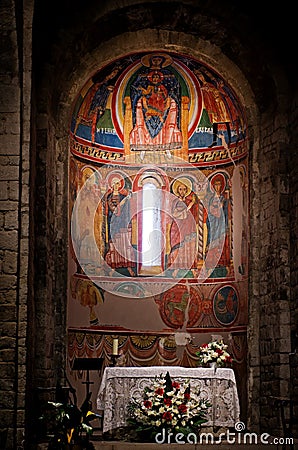 Interior church of Santa Maria de Taull, Catalonia, Spain Editorial Stock Photo