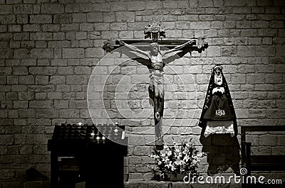 Interior church of Santa Maria de Taull, Catalonia, Spain Editorial Stock Photo