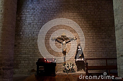 Interior church of Santa Maria de Taull, Catalonia, Spain Editorial Stock Photo