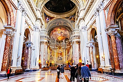 The interior of the Church of St. Ignatius of Loyola is full of works of art Editorial Stock Photo