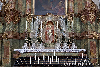 The interior of the Church Wieskirche - a UNESCO world heritage site. The authors are brothers Dominic Zimmerman and Johann Baptis Editorial Stock Photo