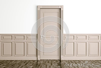 Interior with classic beige door 3d render Stock Photo