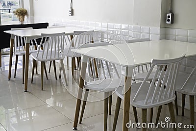 Interior classic wooden table and chairs Stock Photo