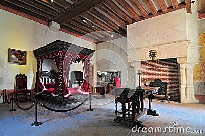 Interior of Clos Luce mansion in Amboise. Leonardo da Vinci lived here for the last three years of his life and died there on 2 Editorial Stock Photo