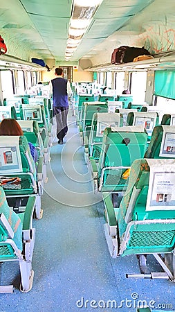 The interior of a coach of the fastest train of India the Gatiman Express Editorial Stock Photo