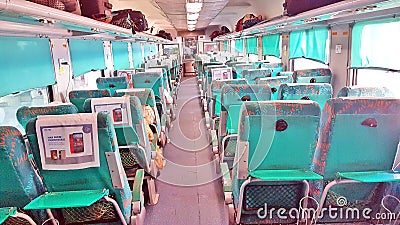 The interior of a coach of the fastest train of India the Gatiman Express Editorial Stock Photo