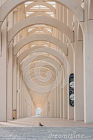 Interior columns at the cruise terminal - Doha Port Editorial Stock Photo