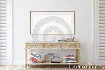 Interior with console table and frame on the wall. 3d render Stock Photo