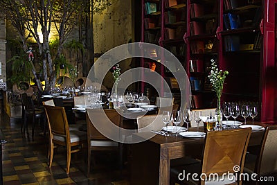 Interior of cozy restaurant. Contemporary design. Editorial Stock Photo