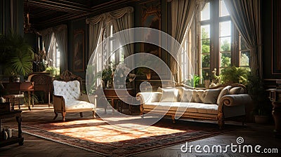 Interior of a cozy room in mannerism style Stock Photo