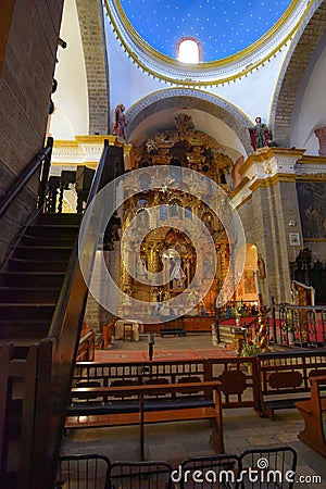 Interior decor of the Huamanga Cathedral Basilica of St. Mary, Ayacucho, Peru Editorial Stock Photo