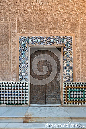 Interior decoration Nasrid Palaces, Alhambra, Granada Editorial Stock Photo