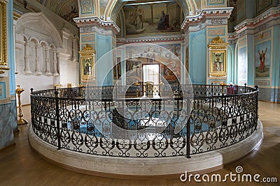 Interior and decoration of the Trinity Cathedral of the Staritskiy Assumption Monastery Editorial Stock Photo