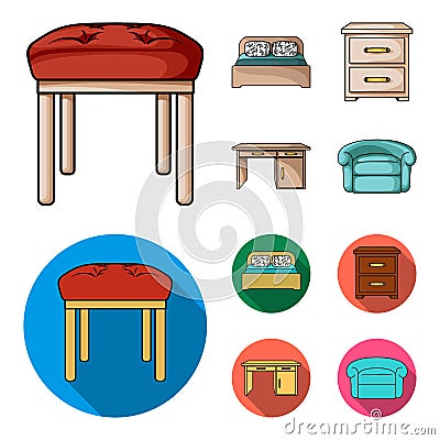 Interior, design, bed, bedroom .Furniture and home interiorset collection icons in cartoon,flat style vector symbol Vector Illustration