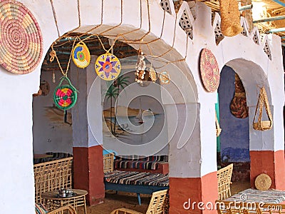 The interior design and decor of a Nubian house in Aswan Editorial Stock Photo