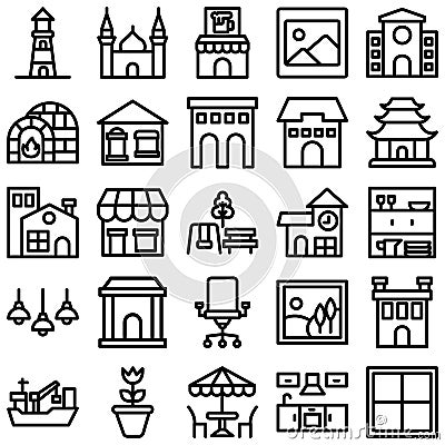 Interior Design Interior Design Vector icons set every single icon caVector icons set every single icon can easily modify or edit Vector Illustration