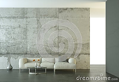 Interior design modern bright room with white sofa Stock Photo