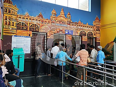 Interior Design of Pandavapura Railway Station Ticket Counter Editorial Stock Photo