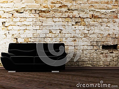 Interior design scene with the black sofa Stock Photo