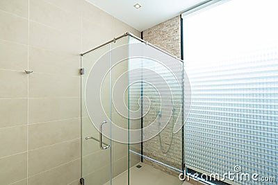 Interior design Shower stalls in the bathroom Stock Photo