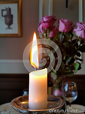 Single one candle roses Stock Photo