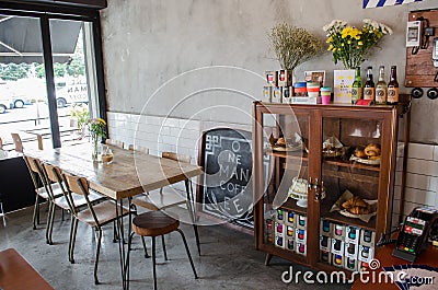 Interior design with a table and small cabinet with plant decoration Editorial Stock Photo