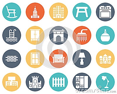 Mobil Interior Design Vector icons set every single icon can easily modify or edite Vector Illustration