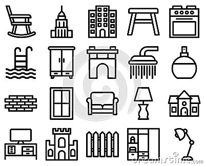 Mobile Interior Design Vector icons set every single icon can easily modify or edit Vector Illustration