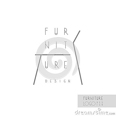 Interior designer brand identity. Chair line logo. Business card template included. Vector Illustration